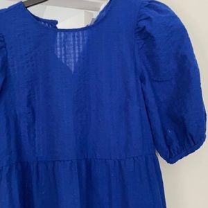 Mid length blue one button dress